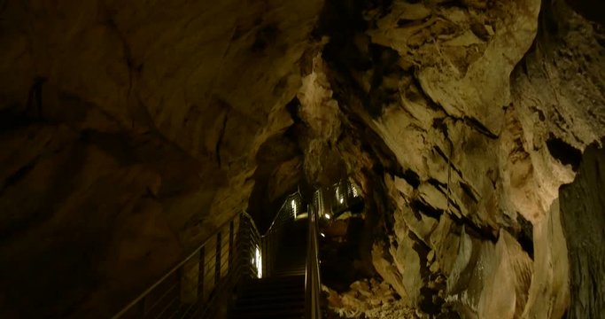 Stalactites and stalagmites in the &ldquo;Antro del Corchia&rdquo; limestone cave, Italy