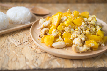 Homemade stir fried pumpkin with egg
