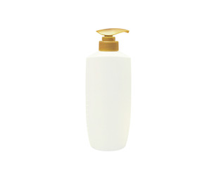 White bottle with pump head on white background. (with clipping path)