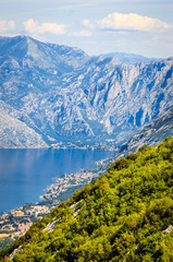 Obraz na płótnie Canvas Panoramic view on Kotor bay and Old Town. Kotor, Montenegro.