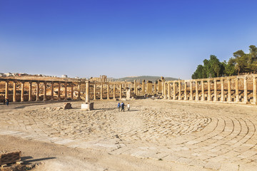 Forum in the ancient Roman city of Gerasa, Jerash, Jordan