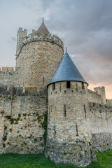 Fototapeta na wymiar Deux tours de la Cité Médiévale de Carcassonne