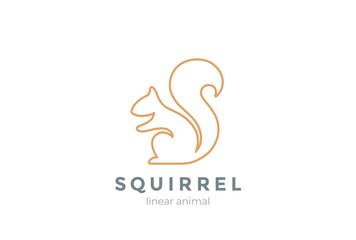 Squirrel Logo design vector template Linear style © Sentavio
