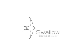 Swallow bird flying Logo design vector template Linear style