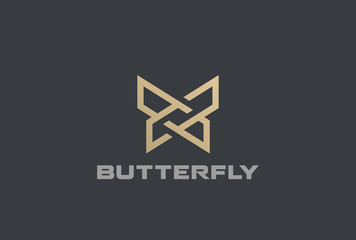 Butterfly Logo geometric design abstract vector Linear icon