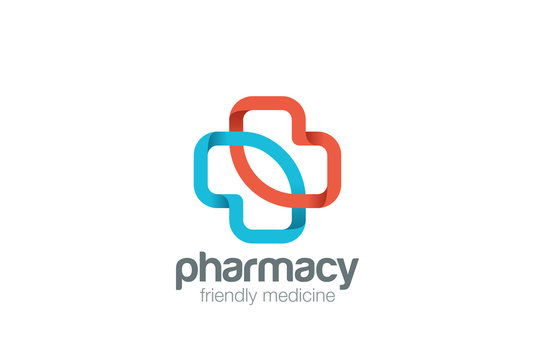 Pharmacy Logo eco cross design vector. Clinic Medicine Logotype