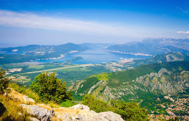 Naklejka na ściany i meble Panoramic view on sea bay near Kotor, Montenegro.