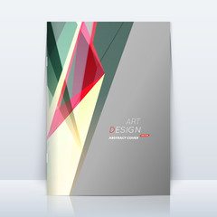 Abstract composition. Patch triangle construction. Red, green section trademark. Grey a4 brochure title sheet. Creative figure logo icon. Commercial offer banner form. Flyer fiber. Headline element
