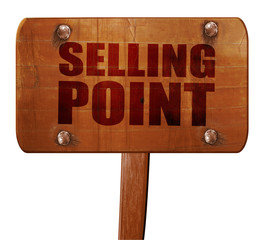 selling point, 3D rendering, text on wooden sign
