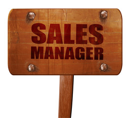 sales manager, 3D rendering, text on wooden sign