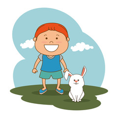 Obraz na płótnie Canvas kid with cute mascot vector illustration design