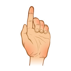hand  line sketch. one hand with a raised index finger gesture.