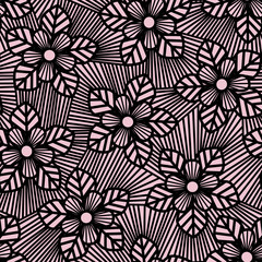 Seamless flower pattern made of straight lines.