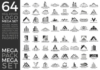 Mega Set and Big Group, Real Estate, Building and Construction Logo Vector Design Eps 10