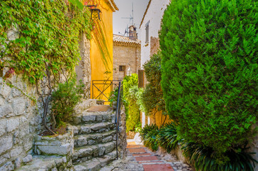 old buildings and narrow streets in village Eze in Provence, France