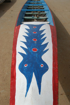 Detail on Racing Pirogue Boat, Dakar, Senegal