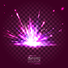 light effect lens purple explosion on transparent background. ve
