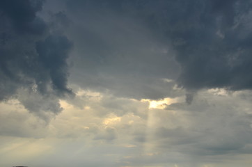 Clouds over the field after a storm