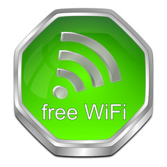 free wireless WiFi button - 3D illustration