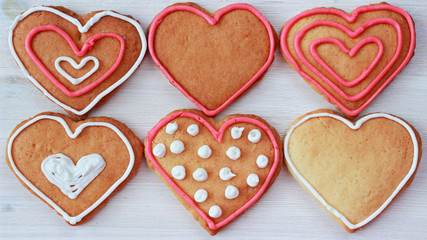 Naklejka na ściany i meble background with heart shape valentine homemade cookies
