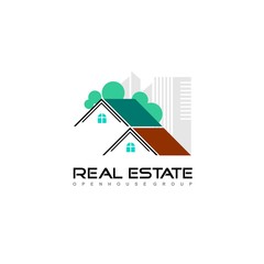Real Estate Logo Design. Creative abstract real estate icon logo and business card template.
