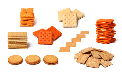 Collage of Crackers isolated on a White Background
