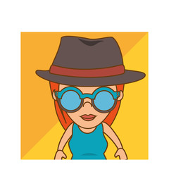 woman character hipster style vector illustration design