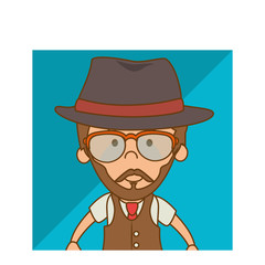 gentleman face hipster style vector illustration design
