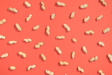 Peanut nuts flat lay pattern