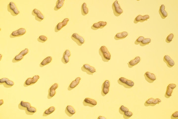 Peanut nuts flat lay pattern