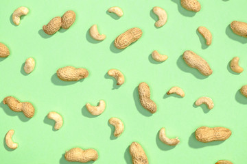 Peanut and cashews flat lay