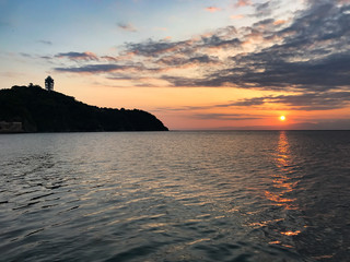 Sunset view of Enoshima - Nov. 6, 2016: Fujisawa, Japan - Enoshima landscape.