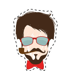 gentleman face hipster style vector illustration design