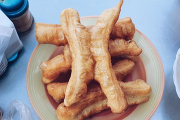 Patongko deep-fried dough stick in morning 

