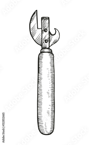 Opener For Canned Drawing Vector Illustration Stock Image And