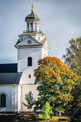 Fototapeta na wymiar White Stone church in Fagersta Sweden