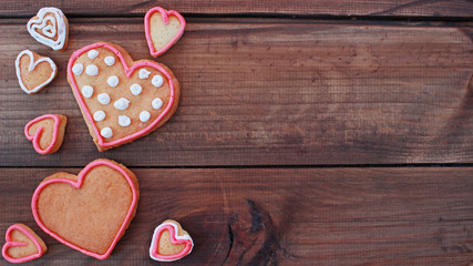 background with heart shape valentine homemade cookies
