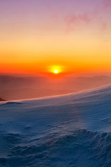 Fototapeta na wymiar Sunrise on Deogyusan mountains covered with snow in winter,South