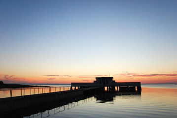 Bath house by sunset
