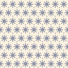 Dotted snowflake pattern. Seamless vector background