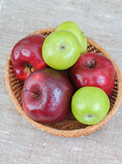 fresh apples from the garden on a table