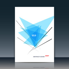 Abstract composition. Text frame surface. Brochure cover. White title sheet. Creative blue image. Logo figure. Ad banner form texture. Azure triangle icon. Flyer fiber backdrop. Vector illustration