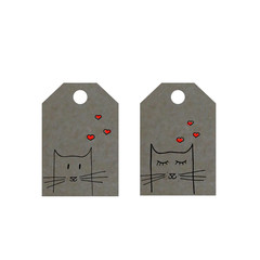 Cats with hearts on tag, little cats tags, valentines day label