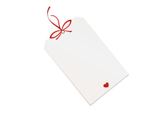 Gift card tied with a red hearts and ribbon.Vector.Valentine's Day.