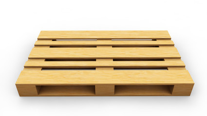 Wooden Euro pallets. 3D render illustration isolated on white ba