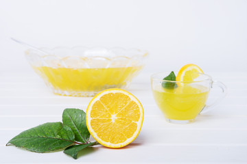 Lemon punch with fruit sweet alcohol summer drink