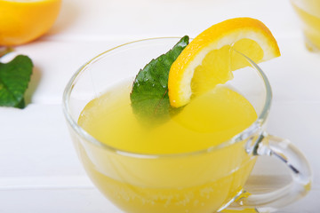 Lemon punch with fruit sweet alcohol summer drink