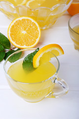 Lemon punch with fruit sweet alcohol summer drink
