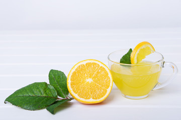 Lemon punch with fruit sweet alcohol summer drink
