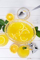 Orange punch with fruit sweet alcohol summer drink